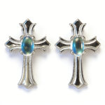 Natural Yellow Crystal Moonstone Cross Stud Earrings Minimalist Chic