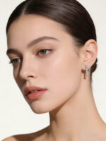 Natural Yellow Crystal Moonstone Cross Stud Earrings Minimalist Chic - Image 2