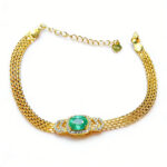 Boho Natural Emerald Bracelet Spiritual Energy Jewelry Gold Plated S925