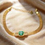 Boho Natural Emerald Bracelet Spiritual Energy Jewelry Gold Plated S925 - Image 3