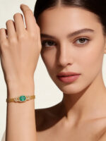 Boho Natural Emerald Bracelet Spiritual Energy Jewelry Gold Plated S925 - Image 2