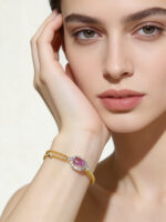 Luxury Exquisite Fine Oval Natural Fluorite Bracelet Daily Wear S925 Silver Inlaid Jewelry - Image 2