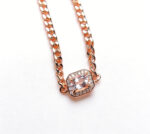 Light Luxury Square Sugar Cuban Natural Morganite Bracelet, Rose Gold Micro Paved
