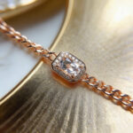 Light Luxury Square Sugar Cuban Natural Morganite Bracelet, Rose Gold Micro Paved - Image 3