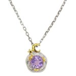 Natural Crystal Moon Star 925 Silver Dainty Celestial Spiritual Citrine Amethyst Pendant Necklace - Image 3
