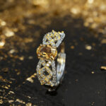 Vintage Natural Citrine Micro-Set Adjustable Ring, 925 Sterling Silver, Exquisite Hollow-Out Palace Style - Image 3
