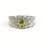 Natural Topaz Peridot Ring, Vintage Court Style, Retro Craft, Lace Two-Tone Gold Ring - Image 3