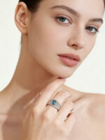 Natural Topaz Peridot Ring, Vintage Court Style, Retro Craft, Lace Two-Tone Gold Ring - Image 2