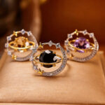 Celestial Moon & Star Natural Gemstone Ring – S925 Silver with Amethyst, Citrine & Black Spinel - Image 3