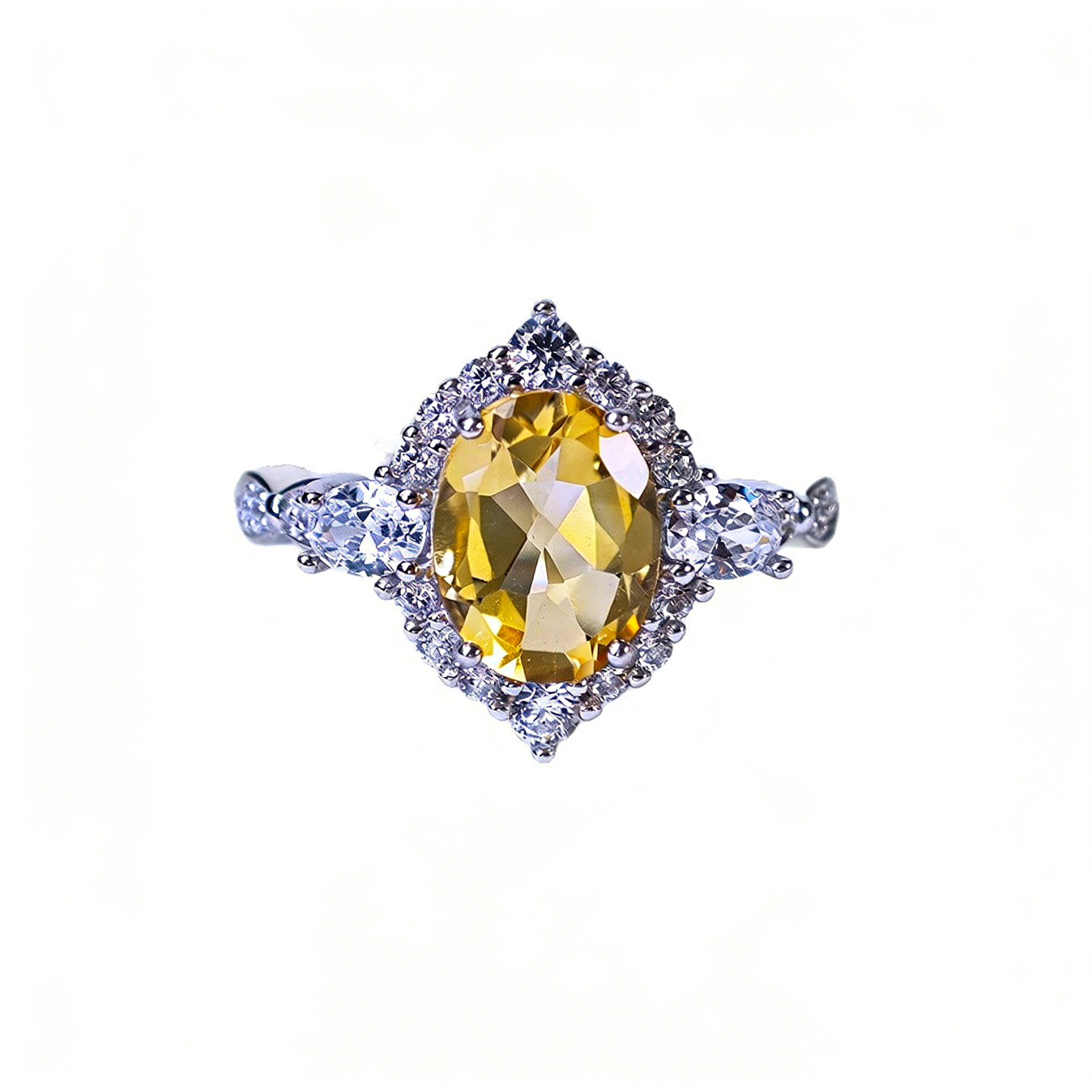 微信图片_2026-03-28_152649_623 Light Luxury Natural Citrine Double-Pointed Cabochon Gemstone Crystal Ring, S925 Silver Inlaid - Image 1