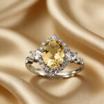 Light Luxury Natural Citrine Double-Pointed Cabochon Gemstone Crystal Ring, S925 Silver Inlaid - Image 3