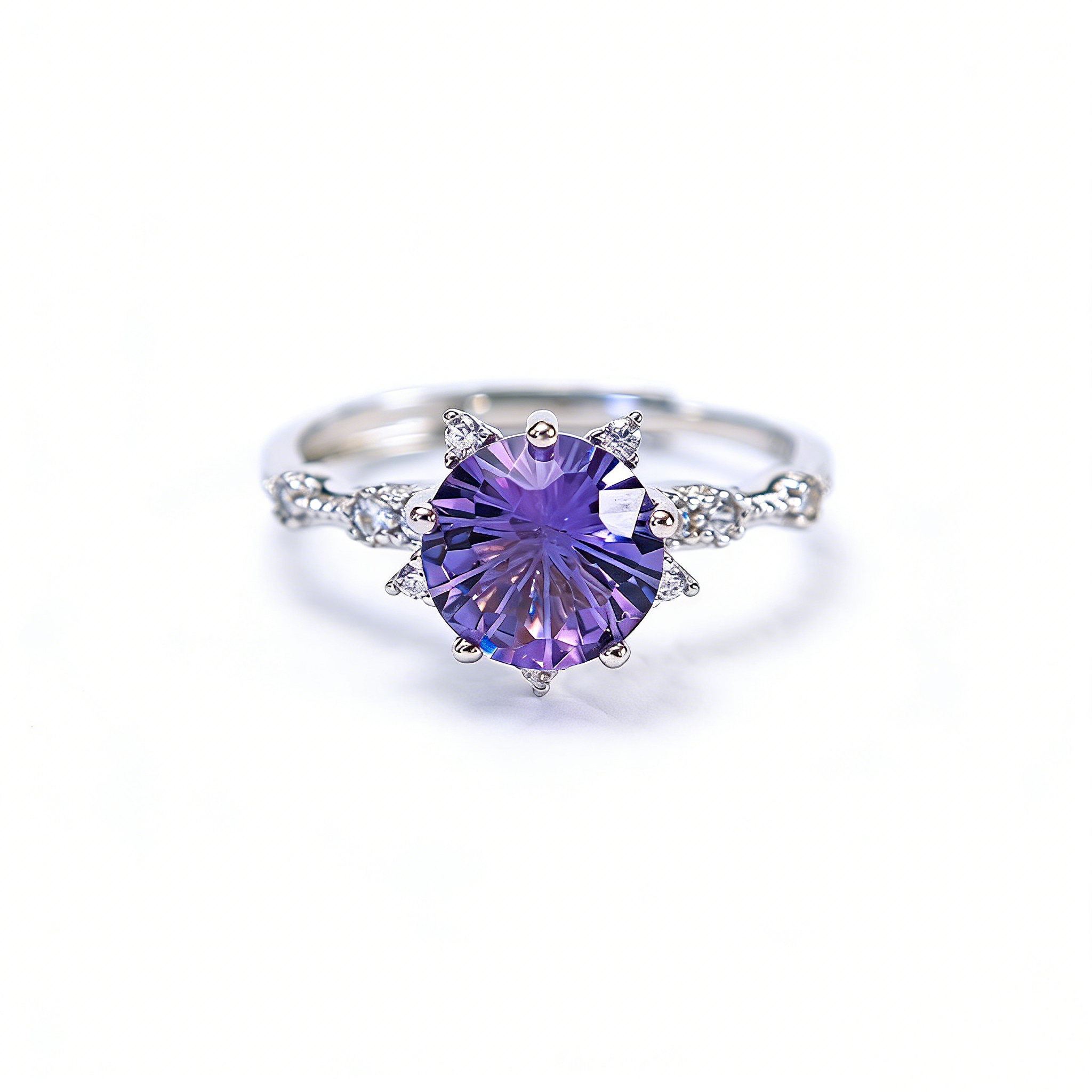 微信图片_2026-03-28_153626_123 Natural Amethyst Ring, Firework-Cut Star Shape, Women's Fashion Office Elegant Super Sparkling Band - Image 1