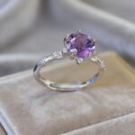 Natural Amethyst Ring, Firework-Cut Star Shape, Women's Fashion Office Elegant Super Sparkling Band - Image 3