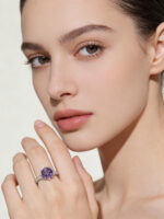 Natural Amethyst Ring, Firework-Cut Star Shape, Women's Fashion Office Elegant Super Sparkling Band - Image 2