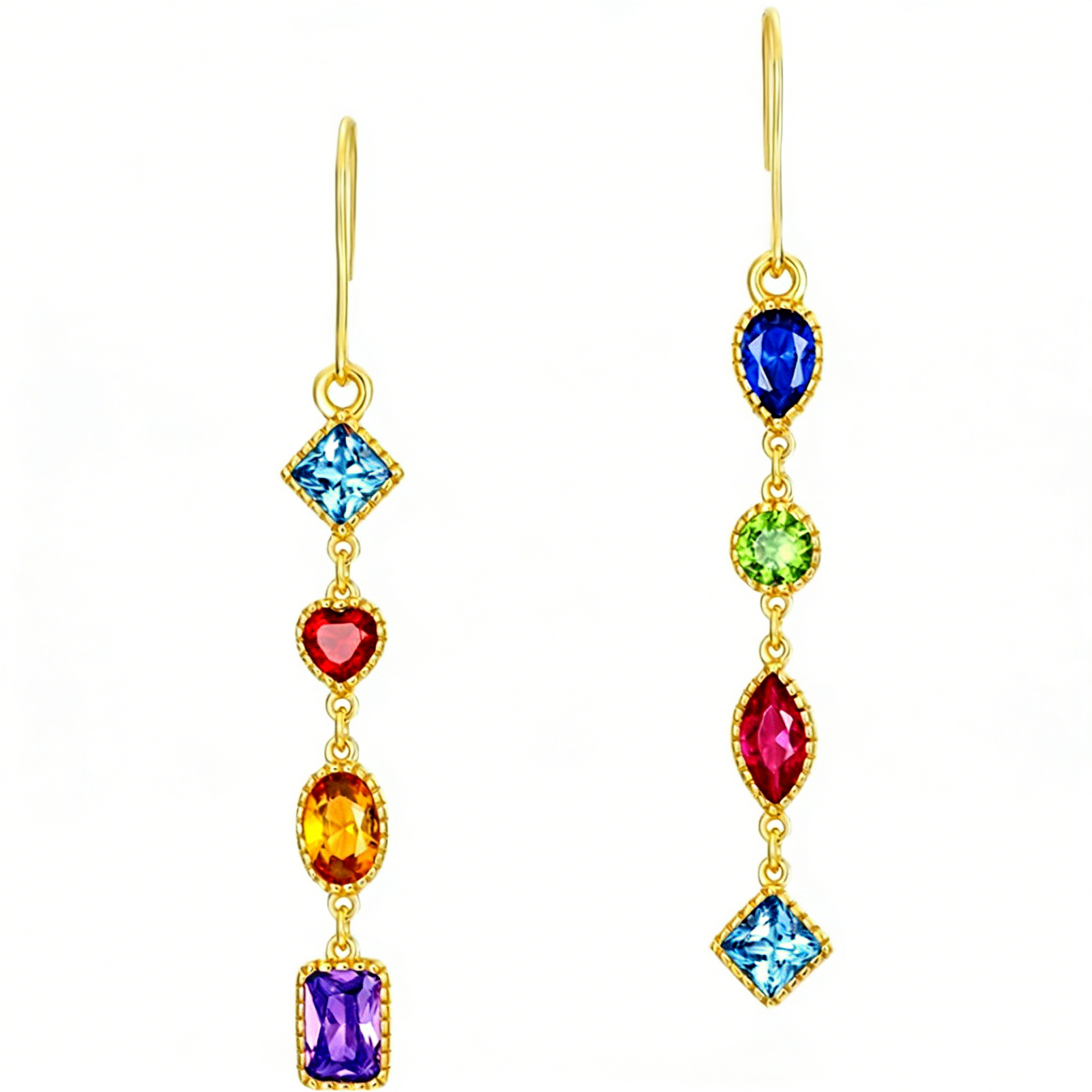 微信图片_2026-03-31_105654_045 Boho Rainbow Fringe Earrings • S925 Silver Gold Plated • Multicolor Gem Drop Earrings for Women - Image 1