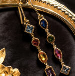 Boho Rainbow Fringe Earrings • S925 Silver Gold Plated • Multicolor Gem Drop Earrings for Women - Image 3