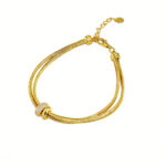 Luxury Fashion Gold-Plated Pave Shiny Diamond Sliding Ring Double-Layer High-End Bracelet