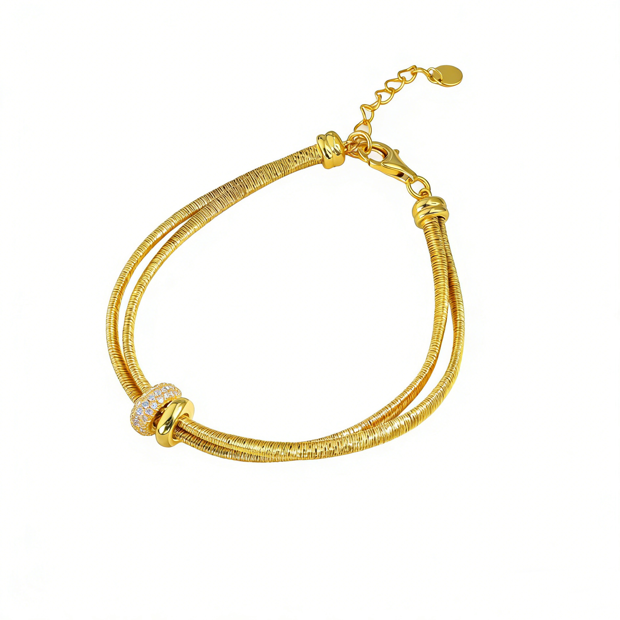 微信图片_2026-03-31_121430_753 Luxury Fashion Gold-Plated Pave Shiny Diamond Sliding Ring Double-Layer High-End Bracelet - Image 1