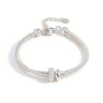 Luxury Fashion Gold-Plated Pave Shiny Diamond Sliding Ring Double-Layer High-End Bracelet - Image 3