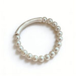 French Retro Bamboo 99 Sterling Silver Australian White Pearl Bracelet