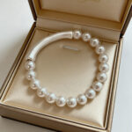 French Retro Bamboo 99 Sterling Silver Australian White Pearl Bracelet - Image 3