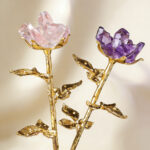 Handmade Natural Clear Quartz Crystal Rose Flower Tree Home Decoration Gift - Image 2