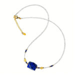 Light Luxury Elegant Natural Clear Quartz Lapis Lazuli Yellow Rutilated Quartz Freeform Collarbone Necklace - Image 5