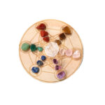 Natural Crystal Wooden Tray Set, Rainbow Gem Seven Star Array Healing Crystal Ornament