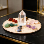 Natural Crystal Wooden Tray Set, Rainbow Gem Seven Star Array Healing Crystal Ornament - Image 3