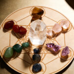 Natural Crystal Wooden Tray Set, Rainbow Gem Seven Star Array Healing Crystal Ornament - Image 2