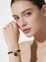 Luxury Dainty S925 Sterling Silver Heart Natural Black Onyx Healing Energy Crystal Beaded Necklace & Bracelet - Image 2