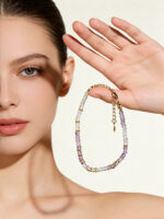 S925 Sterling Silver Natural Amethyst & Clear Quartz Beaded Necklace, Elegant & Vintage Style - Image 2