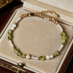 Sweet & Luxurious Natural Peridot, Pearl & White Mother of Pearl Colored Gemstone Necklace & Bracelet Set - Image 3