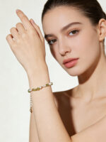 Sweet & Luxurious Natural Peridot, Pearl & White Mother of Pearl Colored Gemstone Necklace & Bracelet Set - Image 2