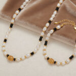 Exquisite & Elegant S925 Sterling Silver Necklace & Bracelet with Natural Pearls and Black Onyx Accents - Image 3