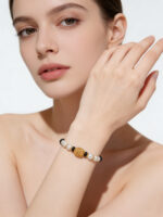 Exquisite & Elegant S925 Sterling Silver Necklace & Bracelet with Natural Pearls and Black Onyx Accents - Image 2