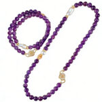 Light Luxury Retro Natural Amethyst, Natural Baroque Pearl & Citrine Faux Pearl Necklace