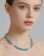 S925 Sterling Silver Natural Amazonite Pearl Bracelet - Azure Coast - Image 3