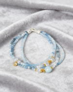 Ocean Letter Natural Aquamarine Multi-Layer Bracelet, S925 Silver Adjustable Clasp Handmade Jewelry - Image 3